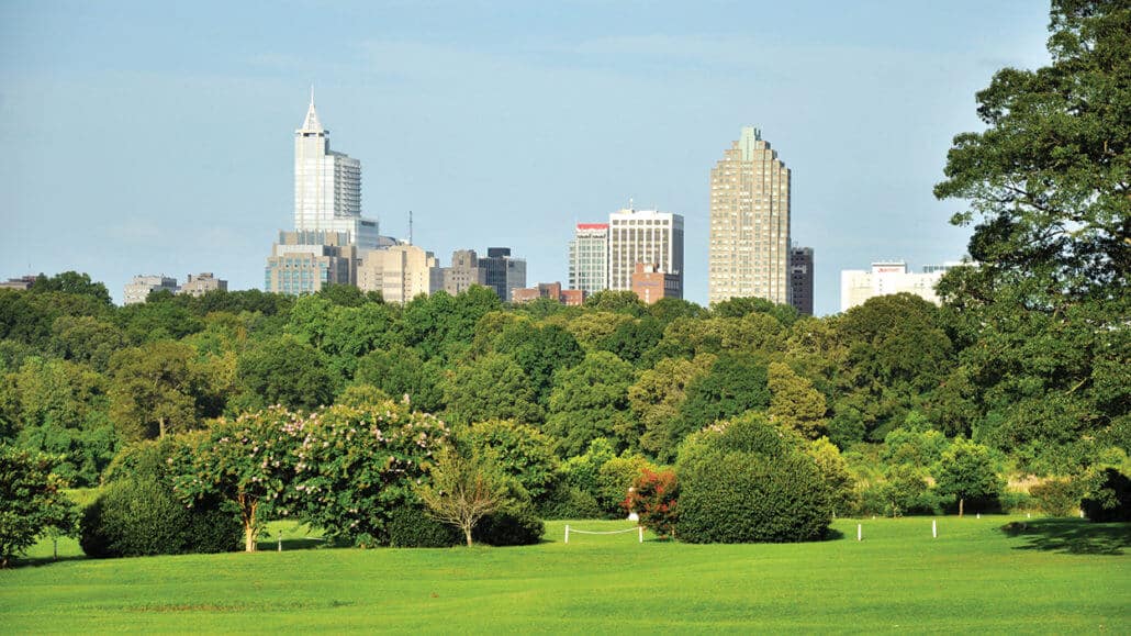 The Dix Park property, with the Raleigh skyline in the background.