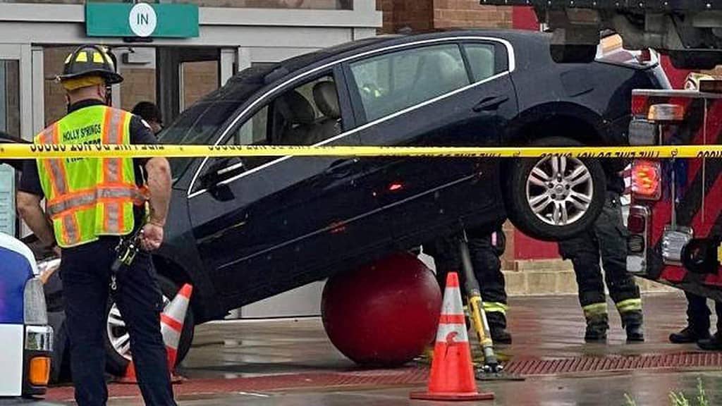 Dropped Acorns: Car backs over target ball