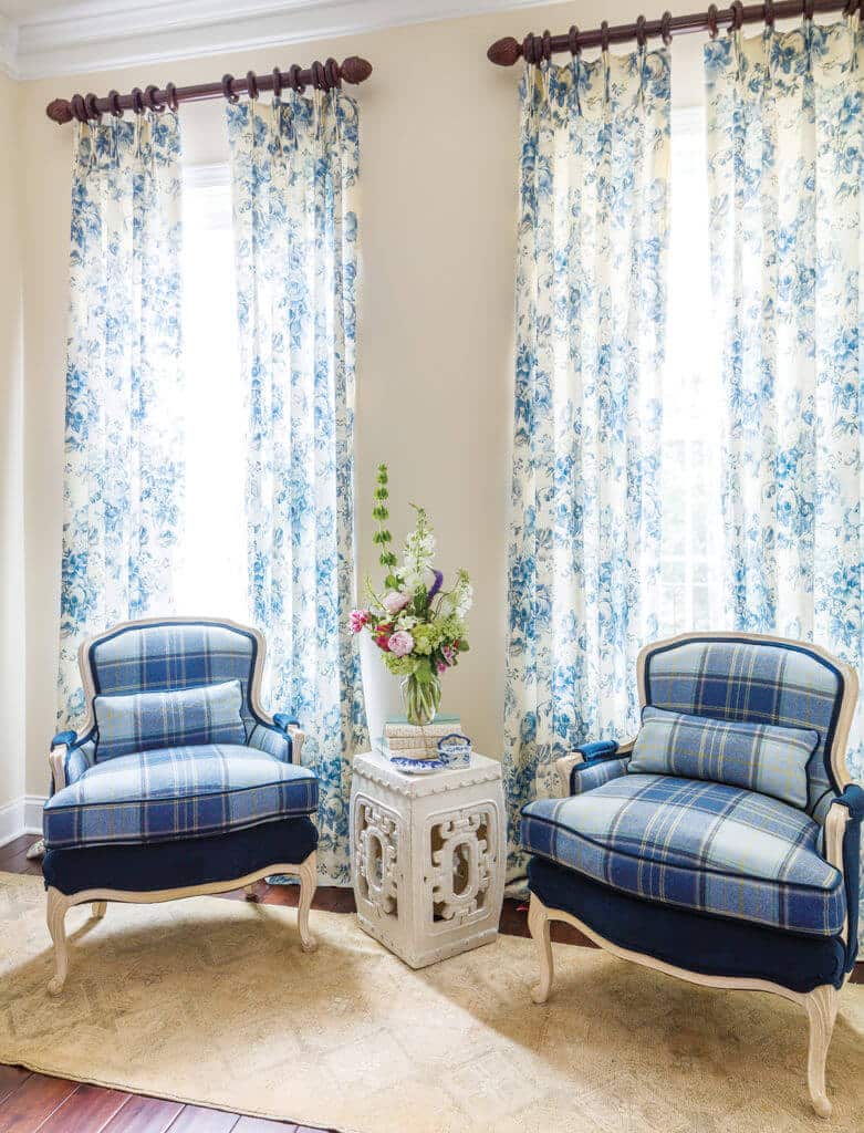 Blue tones in a styled room