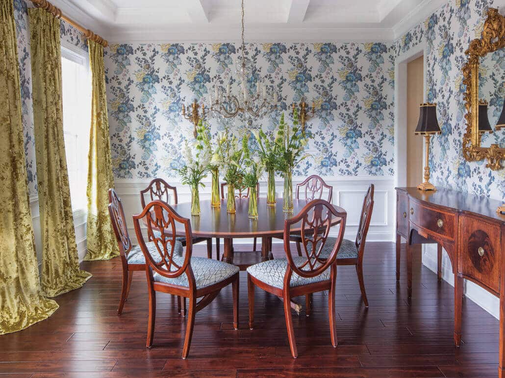 A traditional dining room styled by Tula Summerford, of Design by Tula.