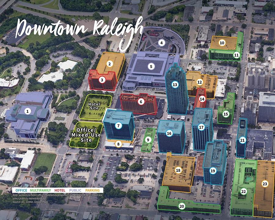 downtown raleigh convention center hotel map