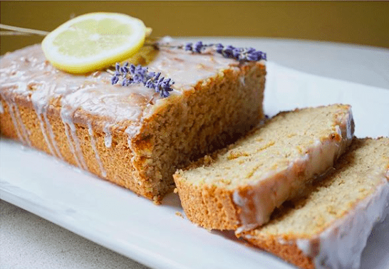Sarah Thor's Glazed Lavender Lemon Cake Slices, available through East Durham Bake Shop